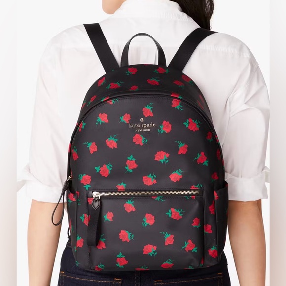Kate Spade Medium Chelsea 🌹Rose Toss Nylon Dome Backpack 🎒 - Picture 2 of 12